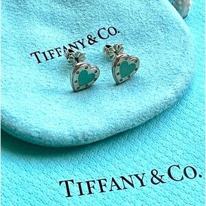 Tiffany & Co “return to Tiffany’s” heart enamel earrings. 925 Sterling Silver.